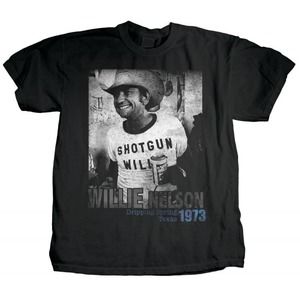 Black Graphic Tee with Willie Nelson Print